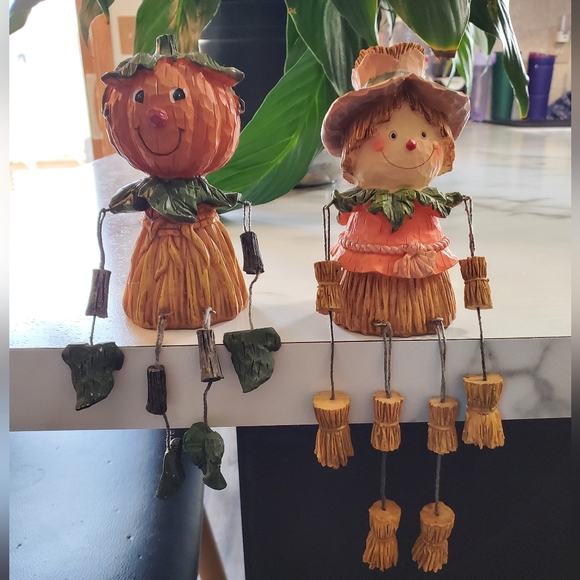Scarecrow & Pumpkin Head Shelf Sitters 2 Piece Figurine Set - Picture 14 of 14